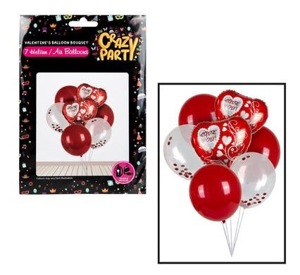 7 Piece Helium / Air Balloon Bouquet for Valentines Day, Proposals, Marriage, Weddings, Anniversary, Backdrop Birthday Party Supplies