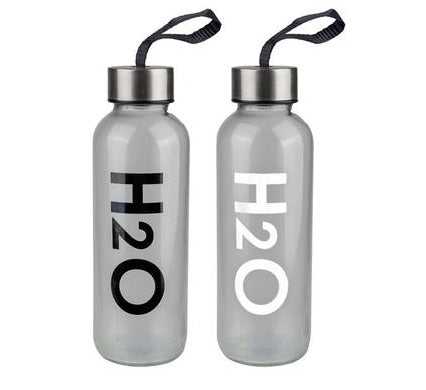 Eco-Friendly H20 Glass Water Bottle with Lid 400ml Ideal for Water and Juice, Wide Mouth, Liquid Storage Containers for Refrigerator