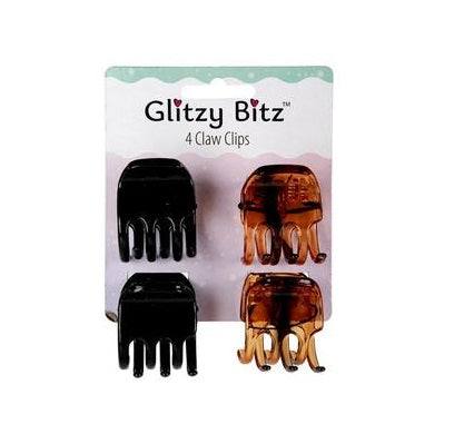 Glitzy Bitz 4 Piece Claw Hair Clips 3cm Hair Styling Tools