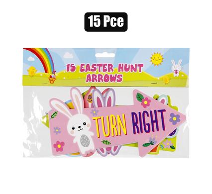 15 Piece Bunny Arrow Signs For Easter Hunts