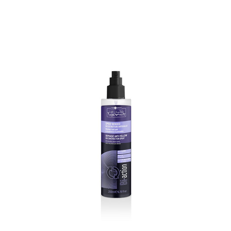 Hair Company Professional Biphasic Anti Yellow Reconstruction Hair Spray 200ml For Blonde Hair with Seaweed, Blueberry and Silk Proteins