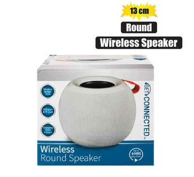 Get Connected Wireless Round Speaker 13cm, with Carry Tab