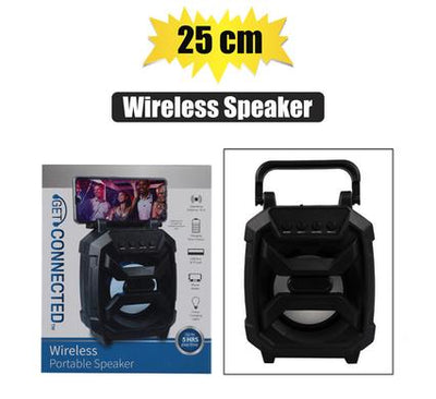 Get Connected Wireless Portable Speaker with Phone Mount 25cm Up To 5 Hours Play Time