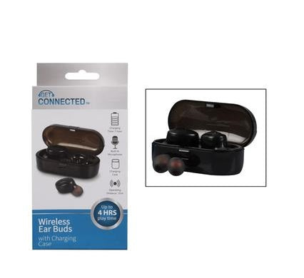 Get Connected Wireless Ear Buds With Rechargeable Case Up To 4 Hours Play Time