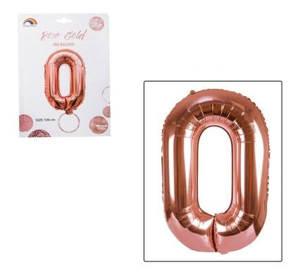 Rose Gold Foil Balloon Helium - Birthday Party Decoration, Anniversary Numbers 0 to 9 - 106 cm