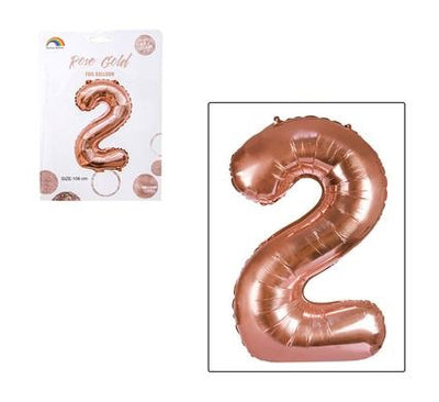 Rose Gold Foil Balloon Helium - Birthday Party Decoration, Anniversary Numbers 0 to 9 - 106 cm