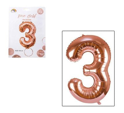 Rose Gold Foil Balloon Helium - Birthday Party Decoration, Anniversary Numbers 0 to 9 - 106 cm