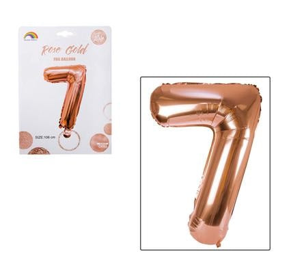 Rose Gold Foil Balloon Helium - Birthday Party Decoration, Anniversary Numbers 0 to 9 - 106 cm