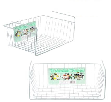 2 Pack - White Hanging Under Shelf Basket, Under Cabinet Storage Basket - 39x27x13cm