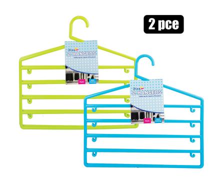 Disa 5-Tier Space Saving Plastic Clothes Hanger with Hanging Clips, 37cm - 2pc Pack