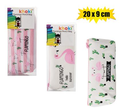 3 Piece Flamingo Design Pencil Case Set, Bag 20x9cm with Zipper