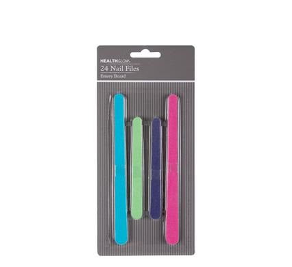 Emery Board Nail File Set 24pc Assorted Lengths and Colours