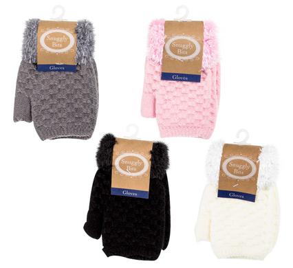 avenusa - Ladies Open Finger Gloves with Faux Fur Cuff Pink, Black, Grey & White - avenu.co.za - Fashion