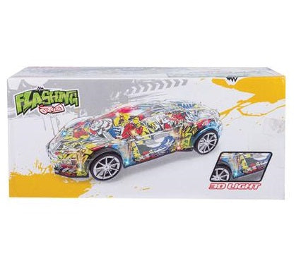 Battery Operated Bump and Go Graffiti Car with Sounds and 3D Lights 24cm