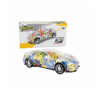 Battery Operated Bump and Go Graffiti Car with Sounds and 3D Lights 24cm