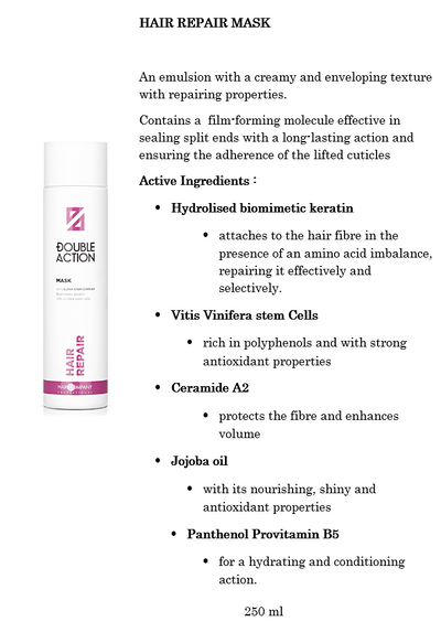 Hair Company Professional Double Action Hair Repair Mask 250ml with Aplha Stem Complex Salon Professional Haircare