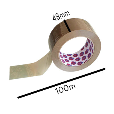 Eurocel 6 Pack Brown Packaging Tape 48mm x 100m Heavy Duty Shipping Tape For Packaging, Carton Sealing, Moving and Storage