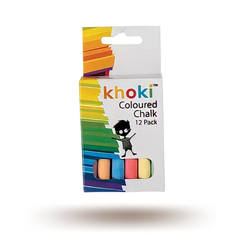 12 Piece Coloured Chalk Box Pack for Kids, Teachers or Home