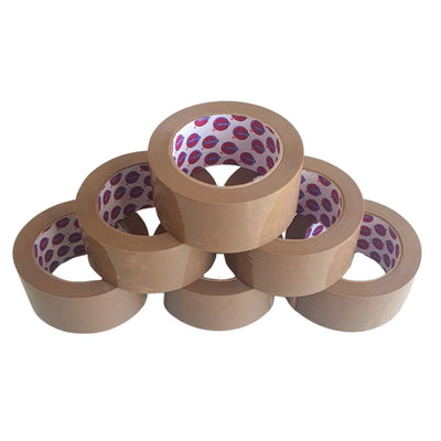 Eurocel 6 Pack Brown Packaging Tape 48mm x 100m Heavy Duty Shipping Tape For Packaging, Carton Sealing, Moving and Storage